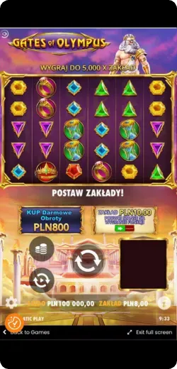 Gates of Olympus Spin – ekran kręcenia bębnów